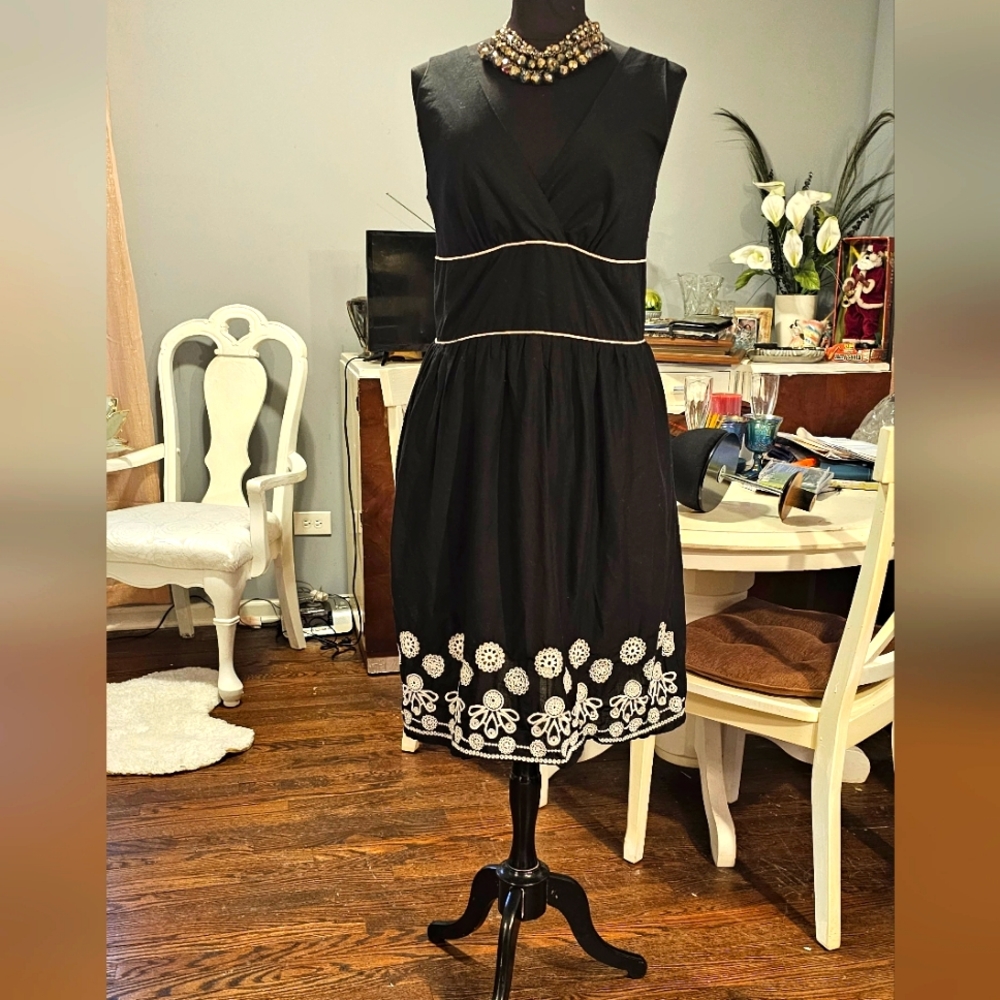 BLACK & WHITE SUNDRESS by MINT GREEN, XL (FITS 12/14), LINED, 100% COTTON